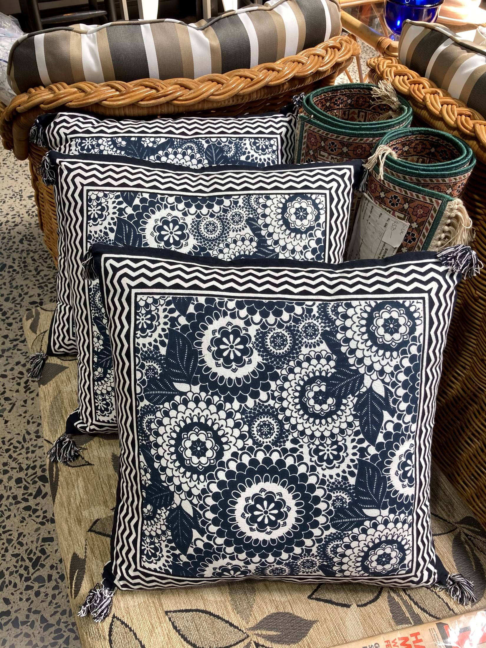 Navy & White Patterned Cushions